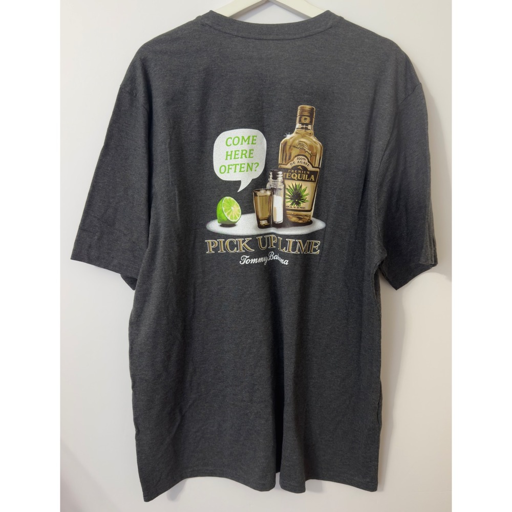 Tommy Bahama T-Shirt Mens XLT Grey New Pick Up Lime Tequila Graphic Tee